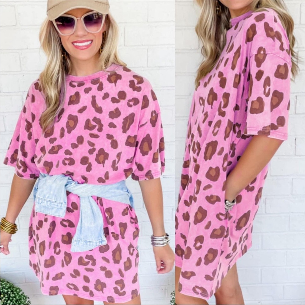 Pink Leopard Print Dress